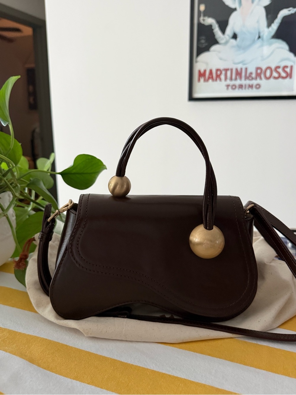 cult gaia Cream Canvas Dust Bag with Rust Logo